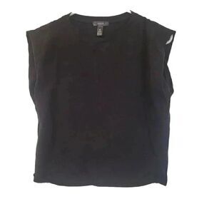 Aqua Women's Black Cotton/Spandex Knit Muscle T-Shirt